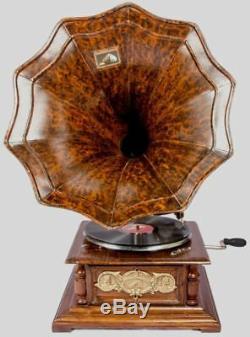 Vintage Hmv Antique Vieux Gramophone Machine De Collection En Bois Phonographe Hb 016