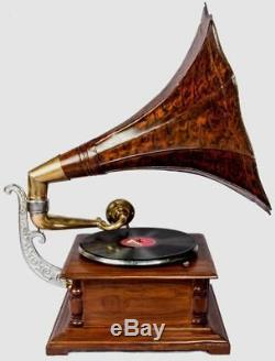 Vintage Hmv Antique Vieux Gramophone Machine De Collection En Bois Phonographe Hb 016