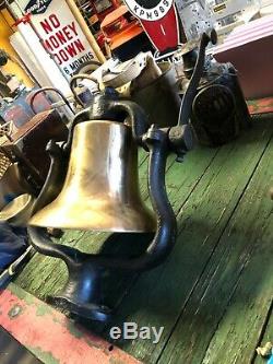 Vintage Locomotive Bell Brass Frame Cast Iron Chemin De Fer Rr Antique Vieux