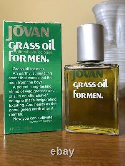 Vintage New Jovan Grass Oil Pour Les Hommes Après-rasage Cologne 4 Fl Oz Old Stock