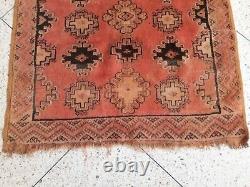Vintage Old Carpet Moroccan Berber Rug Oriental, 6.9 X 3.7 Ft