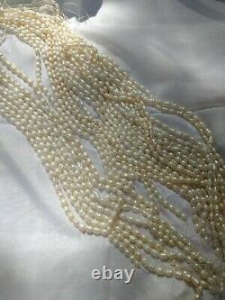 Vintage Perles D'eau Douce Ivory Cream Tailles De Variété 1 Brin Nouveau Old Stock