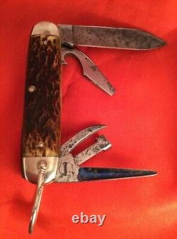 Vintage Remington Rogers Os Couteau De Poche Scout 1930s Rare Vieux Antique États-unis