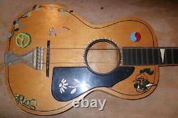 Vintage Telleno Acoustic Guitar Old Salon Hippie Des Années 1940! Bon État