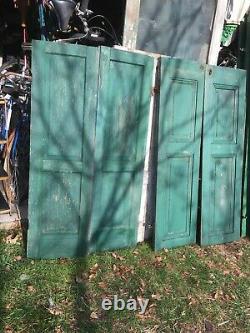 Vtg Paire Shabby Old Wooden Window Shutters Architectural Salvage Screen 54 X15