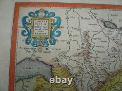a Lombardia, anno 1623, mappa, Mercator-Hondius, vecchi colori. G. Mercator